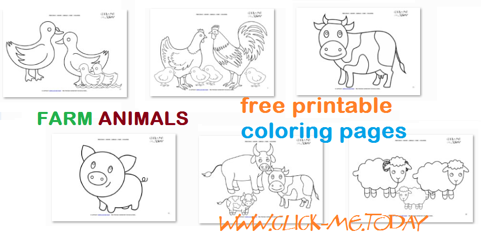 Farm Animals Free Printable Coloring pages
