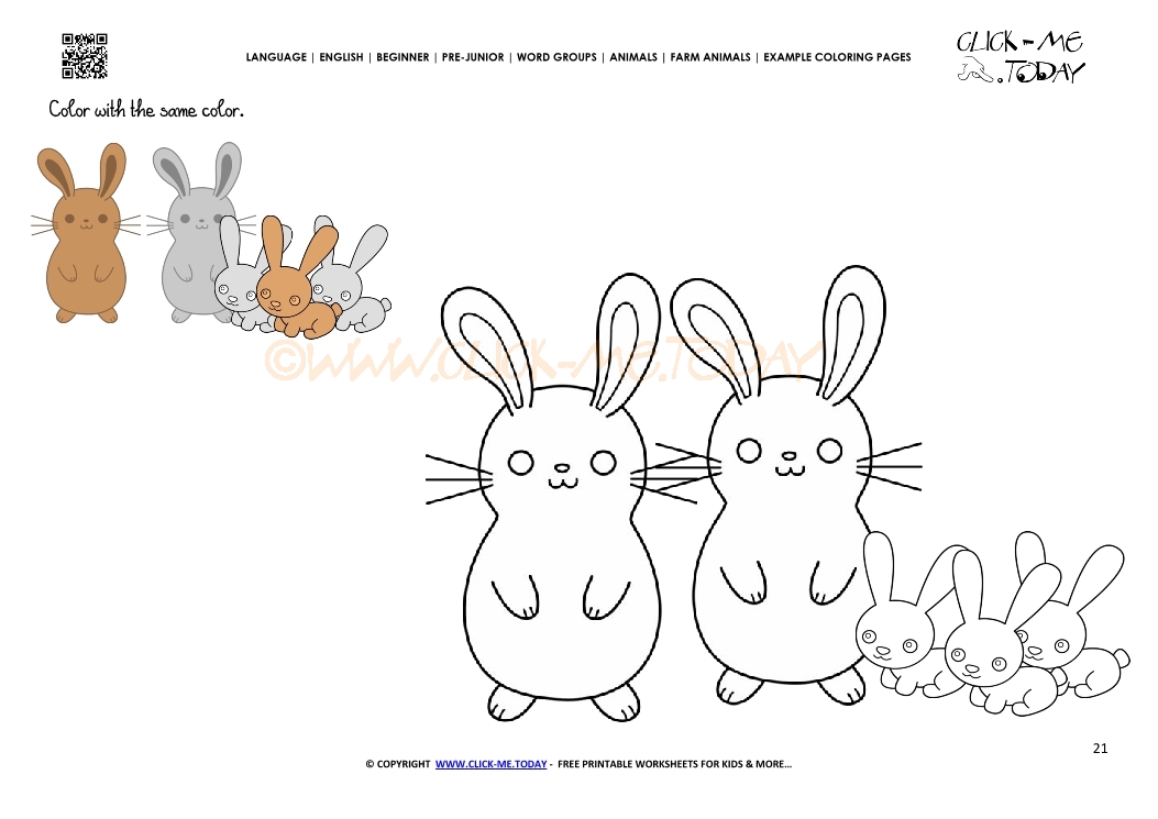 Example coloring page Bunnies - Color picture of Bunnies