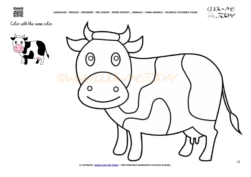 Example coloring page Cow - Color picture of Cow