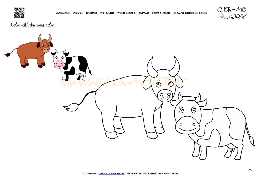Example coloring page Cows - Color picture of Cows 