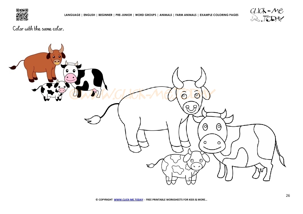Example coloring page Cattle - Color picture of Cows 