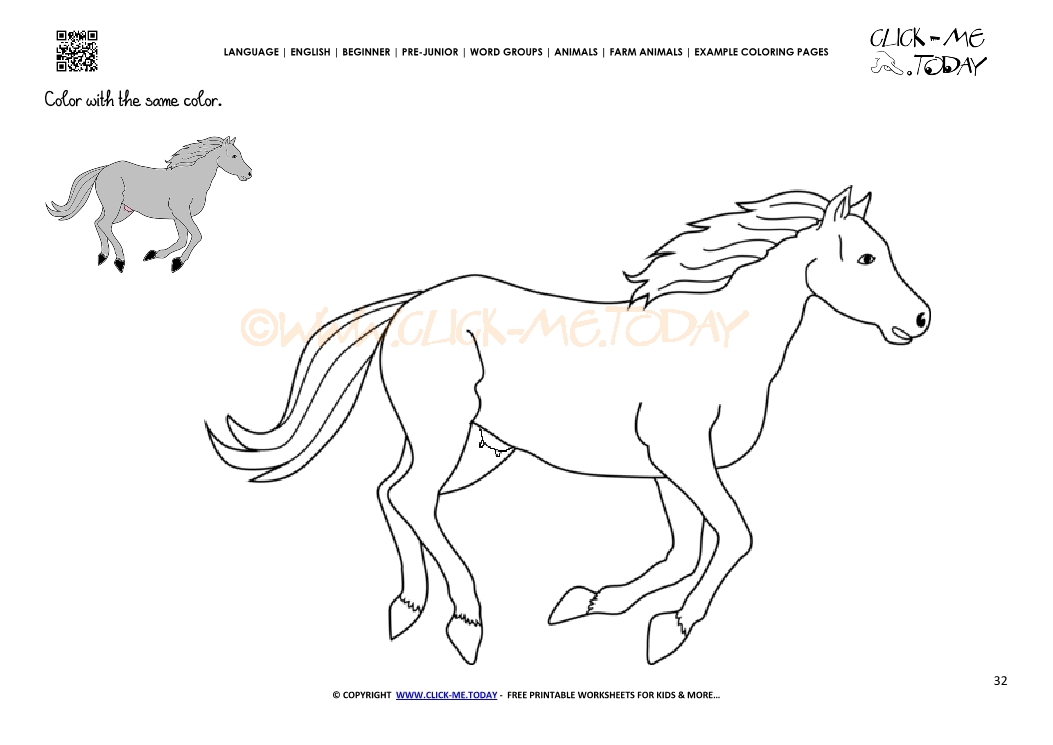 Example coloring page Mare Horse - Color picture of Horse