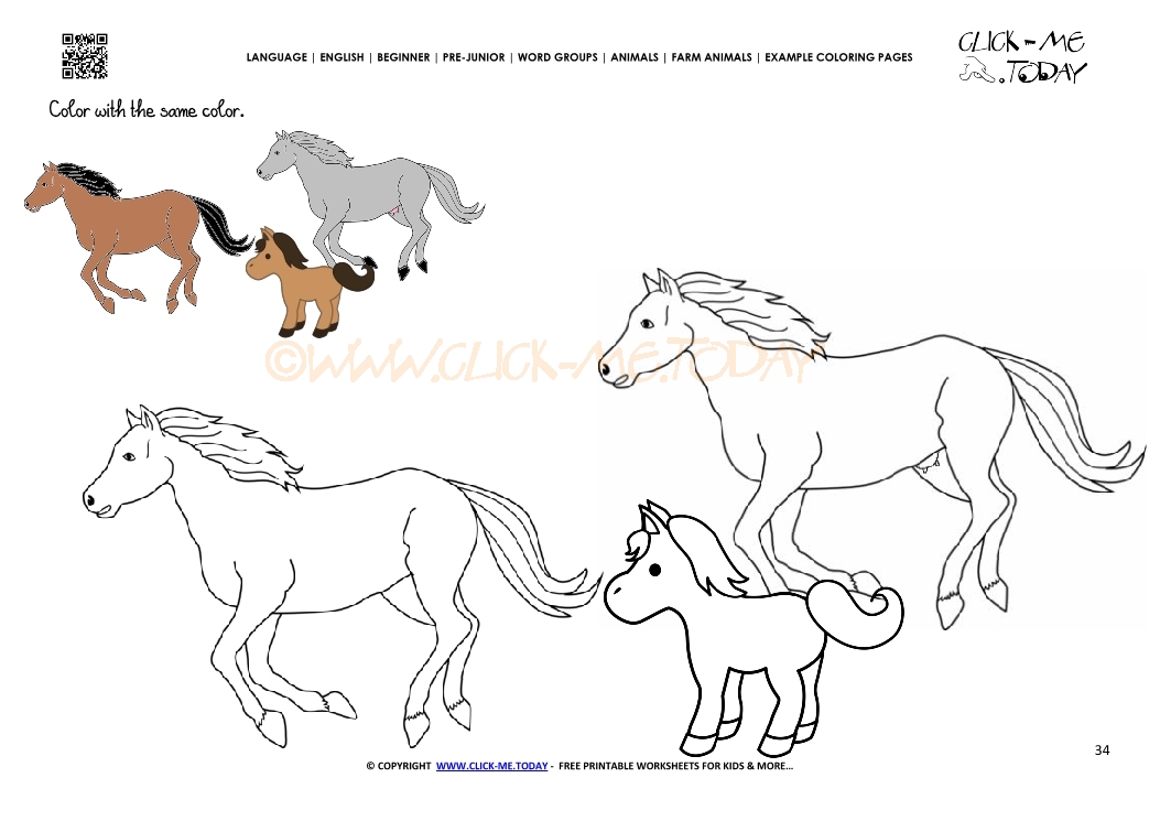 Example coloring page Horses - Color picture of Horse