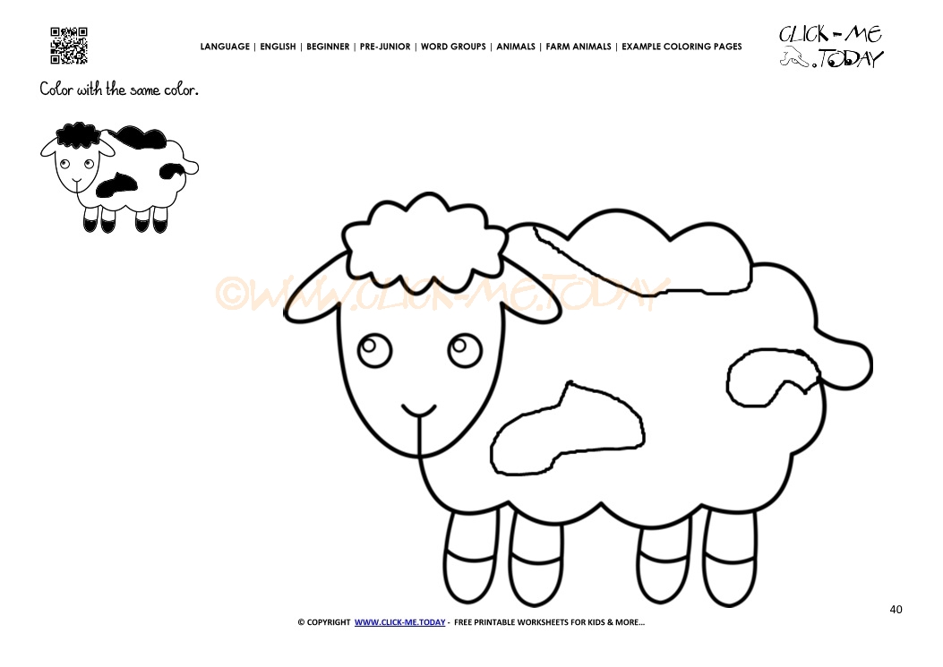 Example coloring page cute Sheep Lamb- Color picture of Sheep