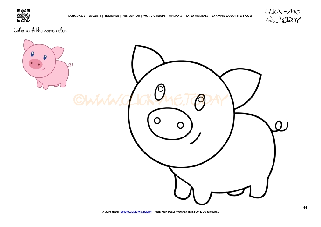 Example coloring page little Pig Piglet - Color picture of Pig