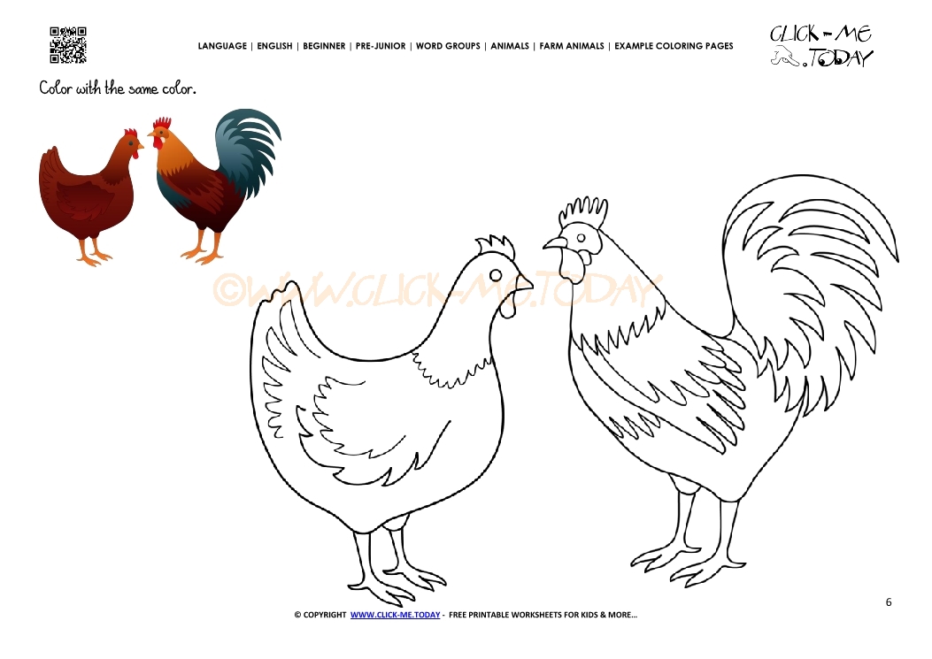 Example coloring page Hens - Color picture of Hens