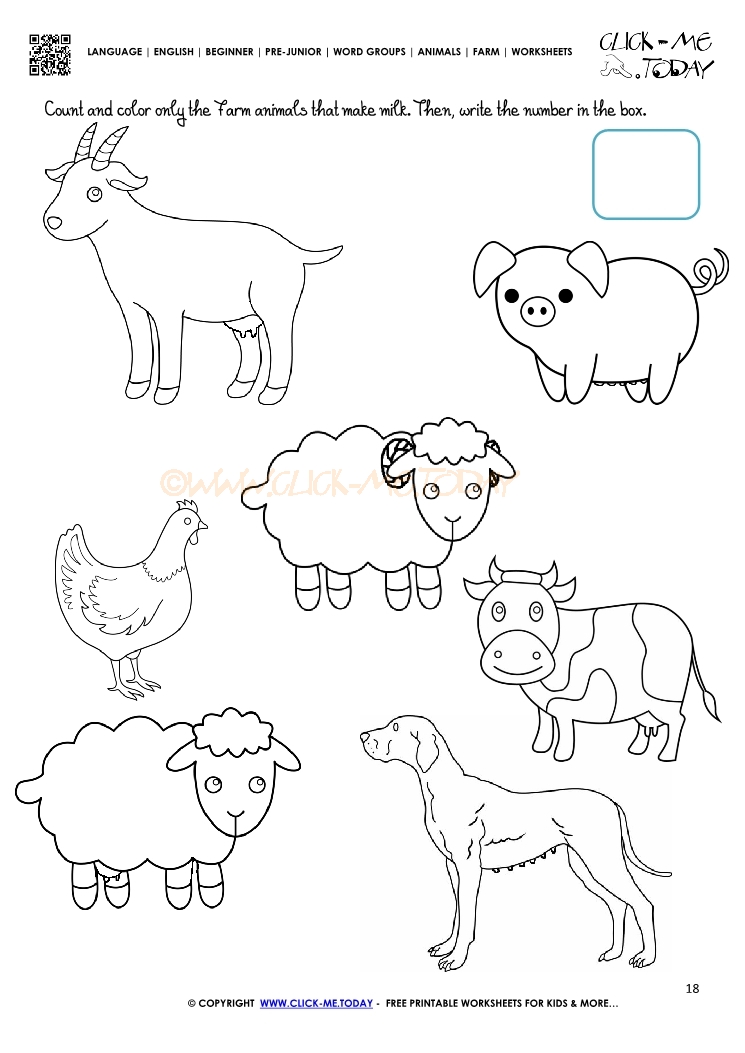 Farm Animals Worksheet  - Activity Sheet 18