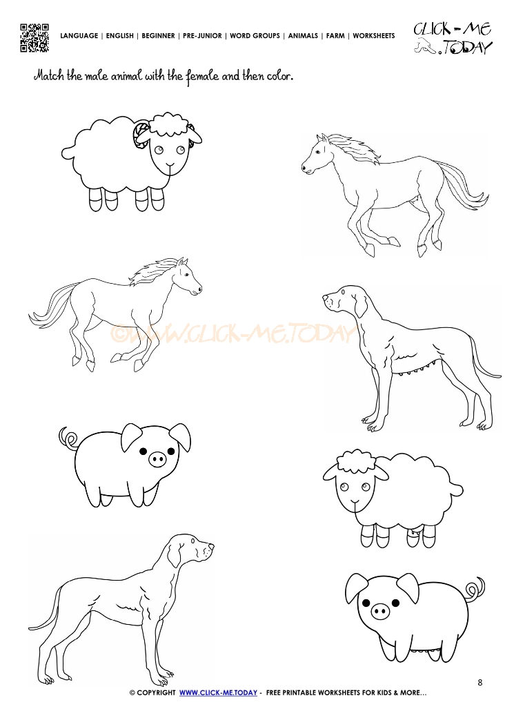 Farm Animals Worksheet - Activity Sheet 8