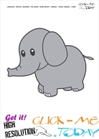 Jungle animal flashcard Little Elephant- Printable card of Elephant