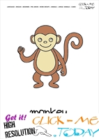 Jungle animal flashcard Monkey  - Printable card of Monkey 