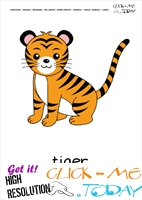 Jungle animal flashcard Tiger - Printable card of Tiger