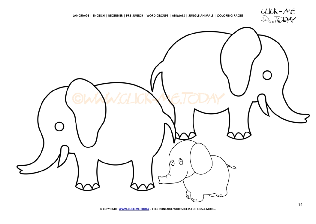 Coloring page Elephants - Color picture of Elephants