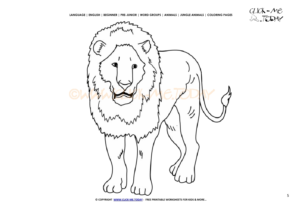 Coloring page male Lion - Color picture of Lion