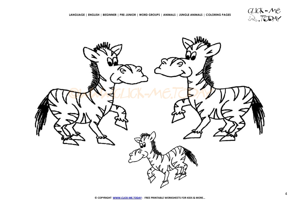 Coloring page Zebras - Color picture of Zebras