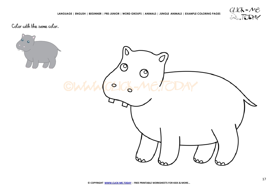 Example coloring page Hippo - Color picture of Hippo
