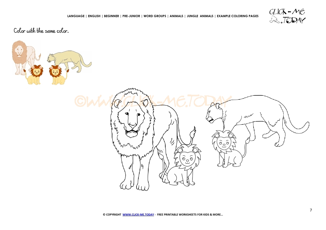 Example coloring page Lions - Color picture of Lions