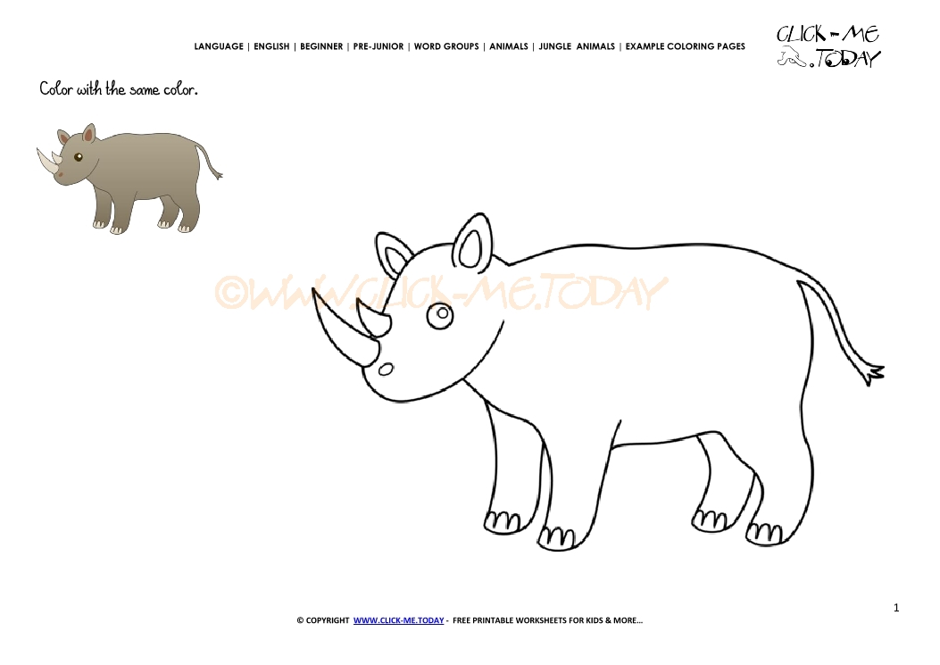 Example coloring page Rhino - Color picture of Rhino