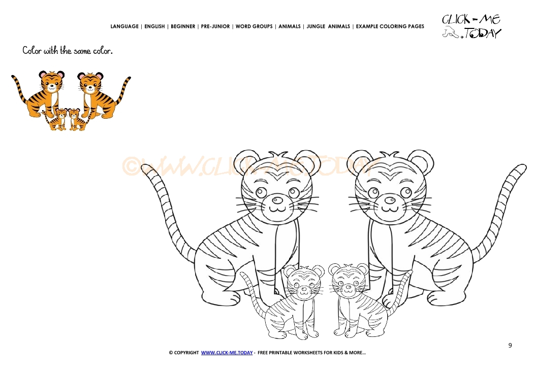Example coloring page Tigers - Color picture of Tigers