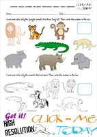 Jungle Animals Worksheet - Activity sheet Count 19