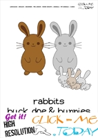 Printable Pet Animal Bunnies wall card -  Bunnies flashcard