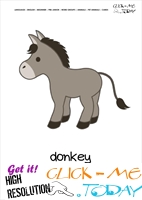 Printable Pet Animal Donkey wall card -  Donkey flashcard