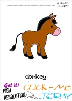 rintable Pet Animal Donkey Jenny wall card -  Donkey flashcard