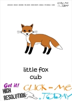 Printable Pet Animal Fox cub wall card - Fox flashcard