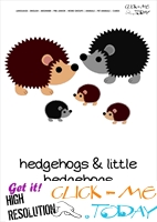 Printable Pet Animal Hedgehogs wall card - Hedgehogs flashcard