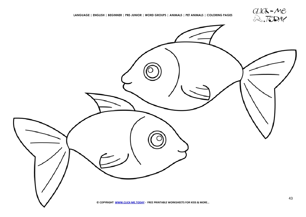 Coloring page Fish - Color picture of two Fish