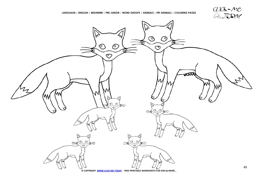 Coloring page Foxes - Color picture of Fox Family