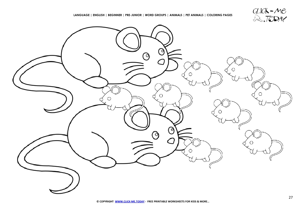 Coloring page Mice - Color picture of Mice Family