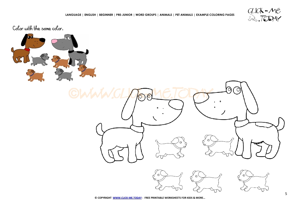 Example coloring page Dog Family - Color Dog Family picture