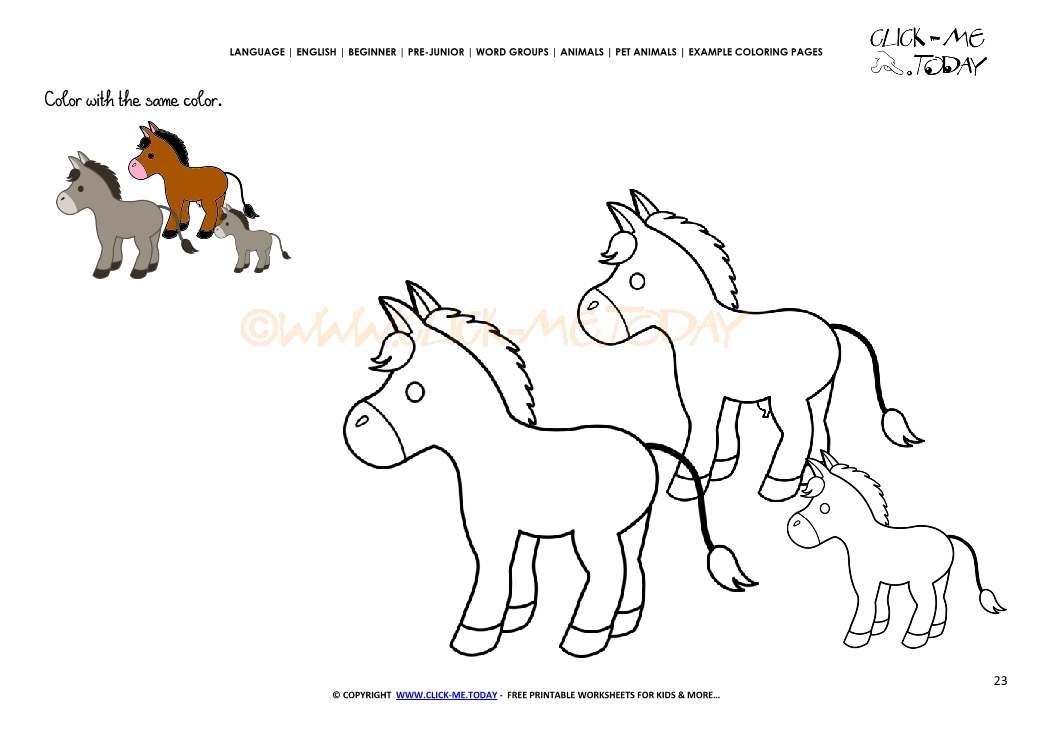 Example coloring page Donkeys - Color  Donkeys picture