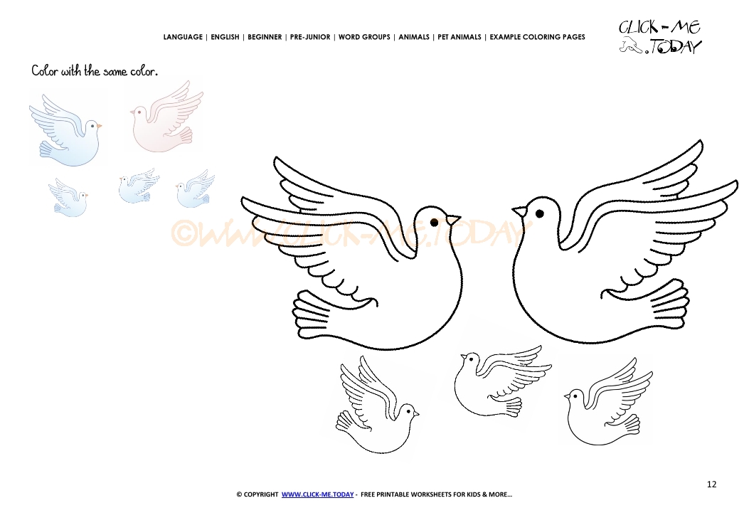 Example coloring page Dove family - Color  Doves picture