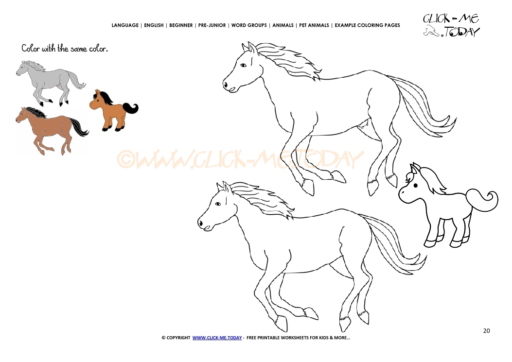 Example coloring page Horses - Color  Horses picture