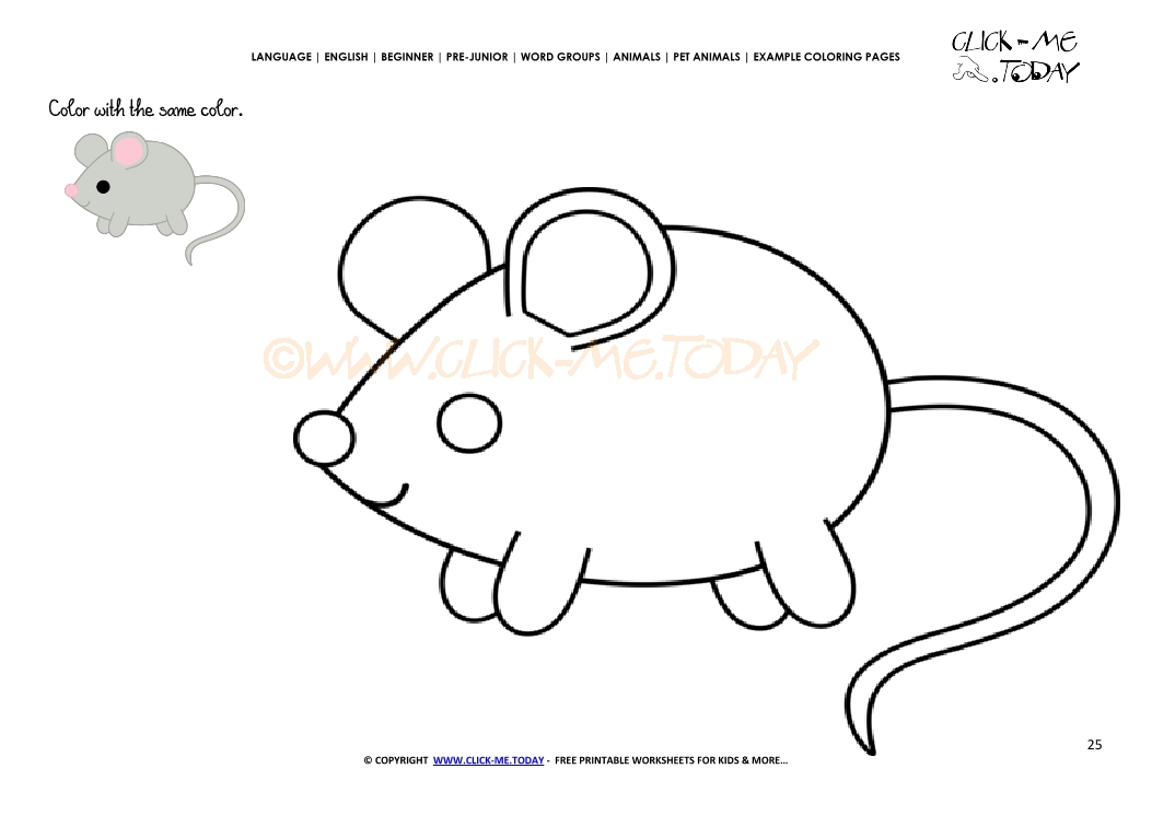 Example coloring page Little Mouse - Color  Mouse picture