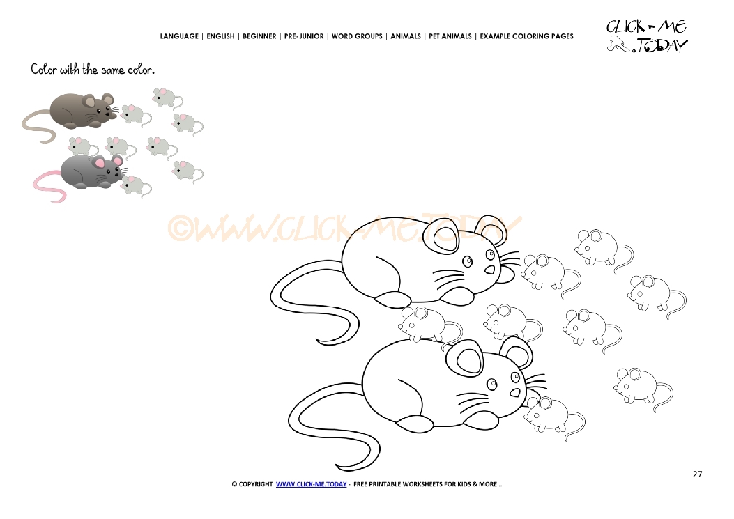 Example coloring page Mice Family - Color  Mice picture