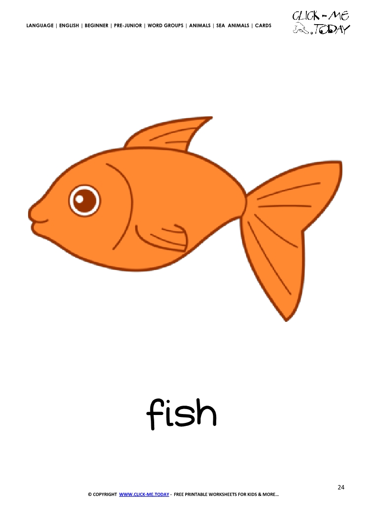 Sea animal flashcard Fish - Printable card of Fish