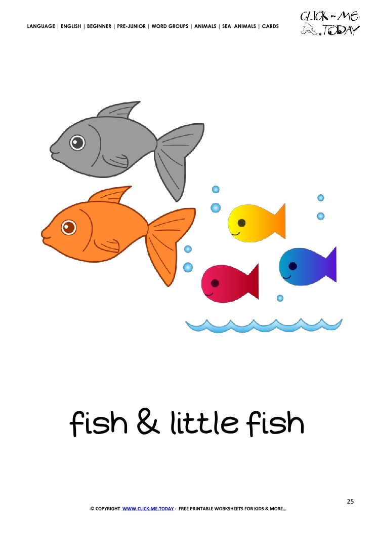 Sea animal flashcard Fish - Printable card of Fish Family