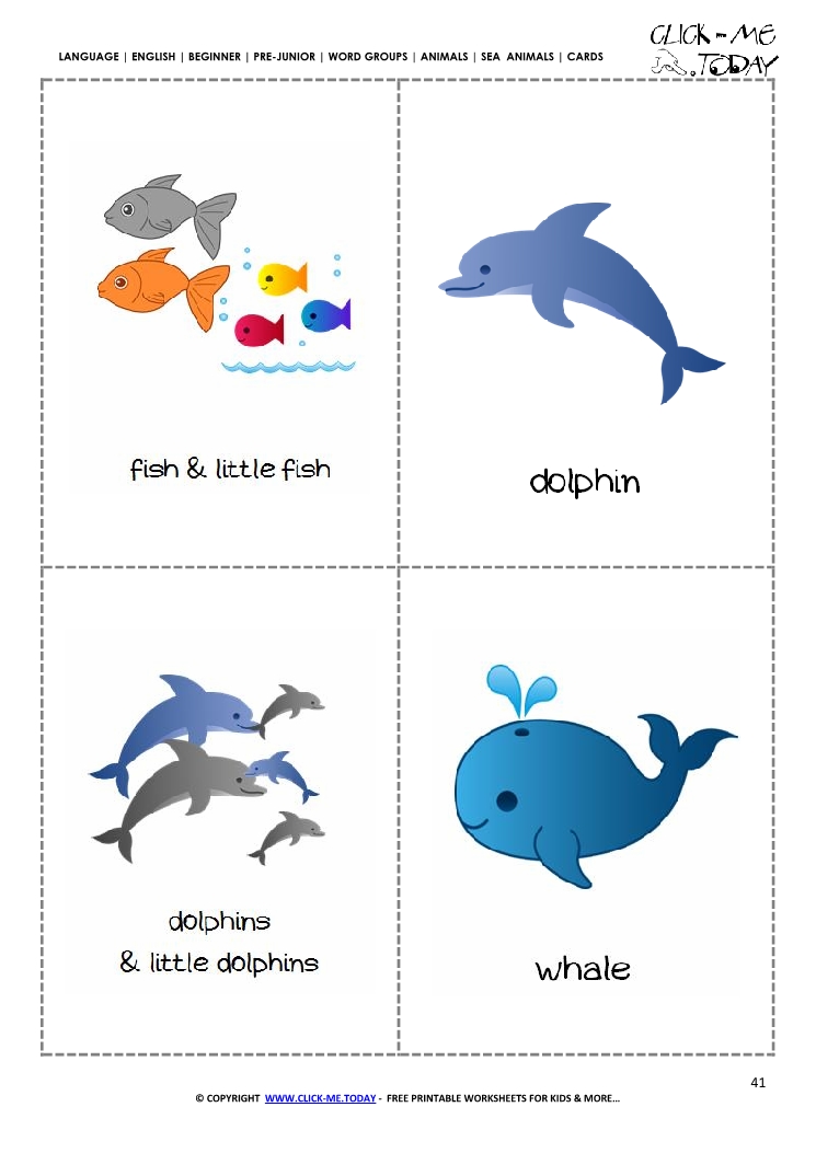 Free printable Sea animals pictures - Dolphins & Whales