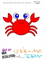 Sea animal flashcard Crab - Printable card of Crab