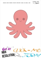 Sea animal flashcard Little Octopus - Printable card of Octopus