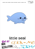 Sea animal flashcard Little Seal - Printable card of Seal