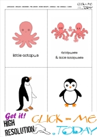 Free printable Sea animals cards - Octopuses & Penguins