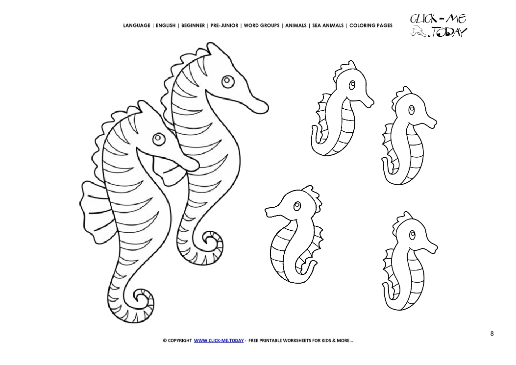 Coloring page Sea Horses - Color picture of Sea Horses