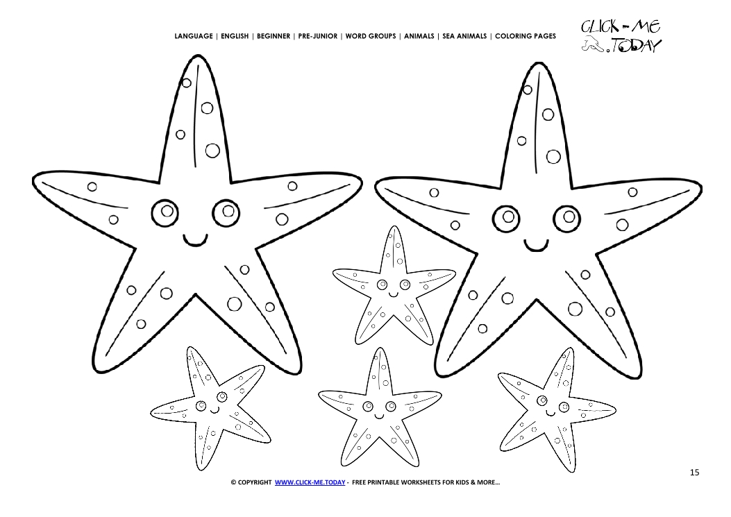 Coloring page Starfish Family - Color picture of Starfish