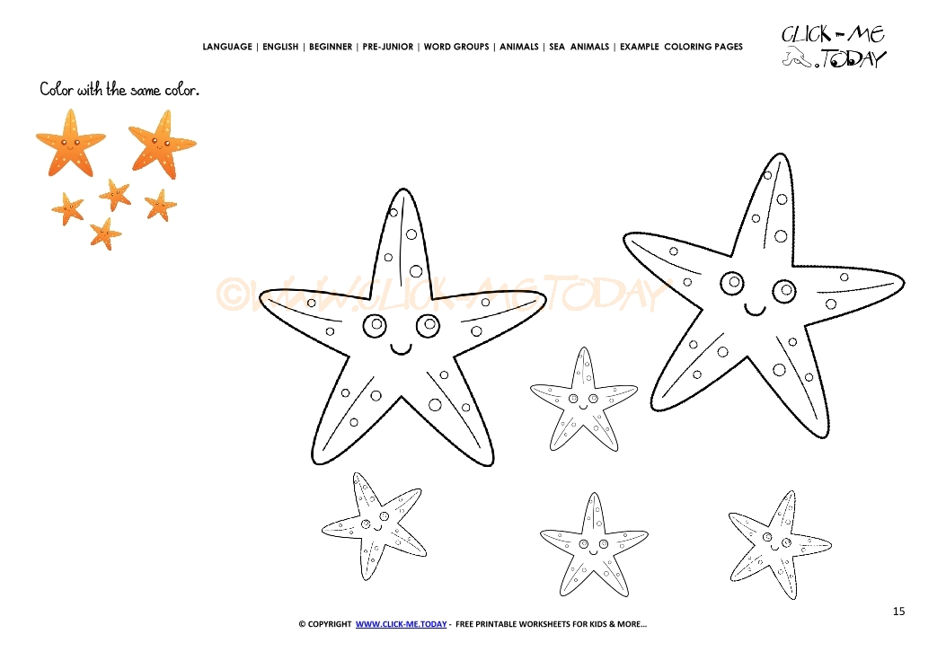 Example coloring page Starfish Family - Color picture of Starfish