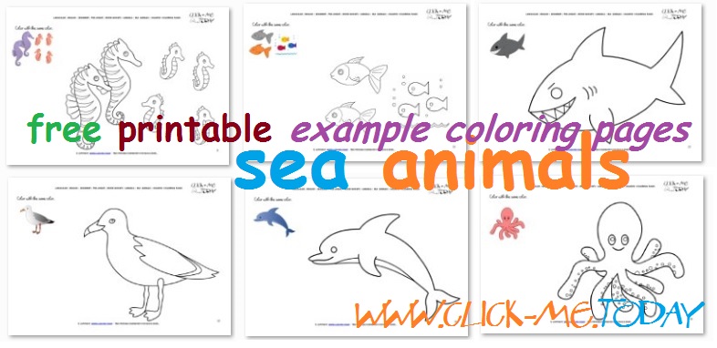 Free printable Sea animals Example coloring pages