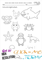 Sea Animals Worksheet - Activity sheet Circle 4