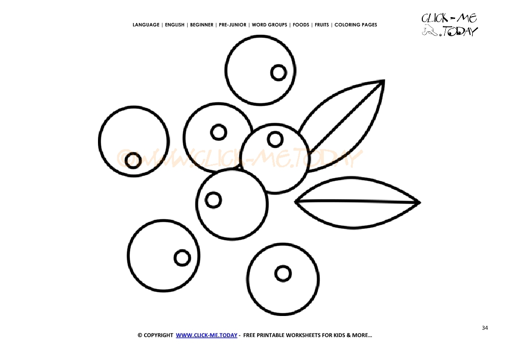 Akai berries coloring page - Free printable Akai berries cut out template
